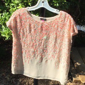 Vince Camuto Glister Orange Sequin Top